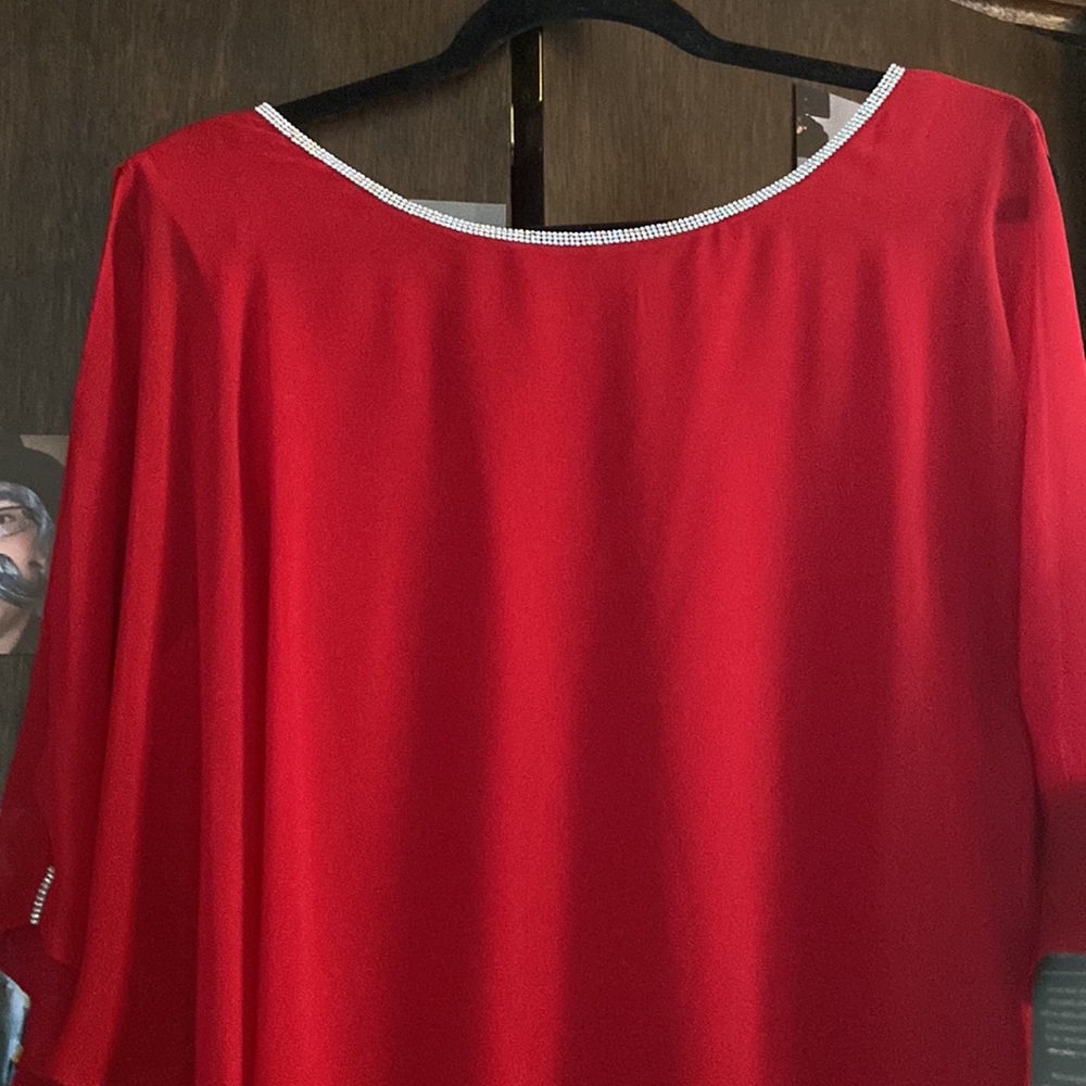 MSK dress red with rhinestones.
